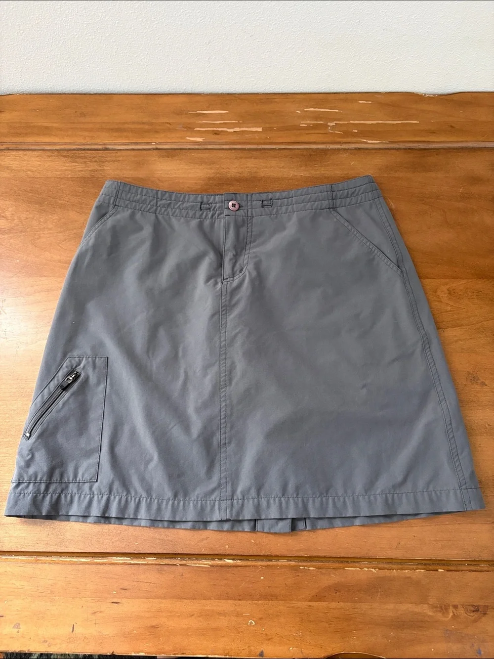 Title Nine Gray Nylon Performance A-Line Skort with Zip Pocket Size 8